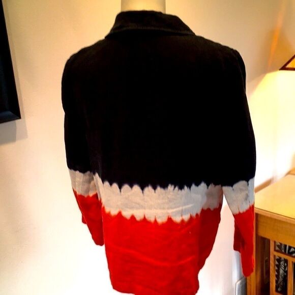 Michael Kors 100% Linen tie dye Tangerine Black Cream Jacket 8 - Picture 4 of 5